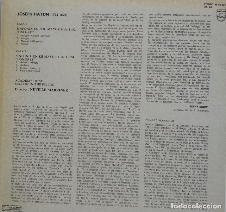Discos de vinilo: &bull;	Haydn Sinfonias / Lp Philips 1978 - Foto 2