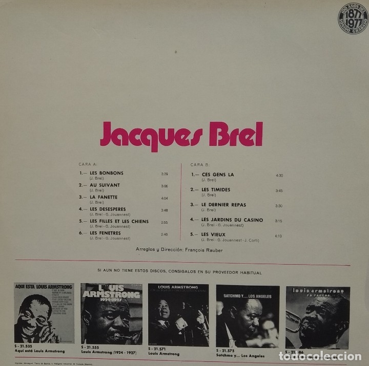 Discos de vinilo: &bull; Jacques Brel / LP Movieplay 1972 - Foto 2