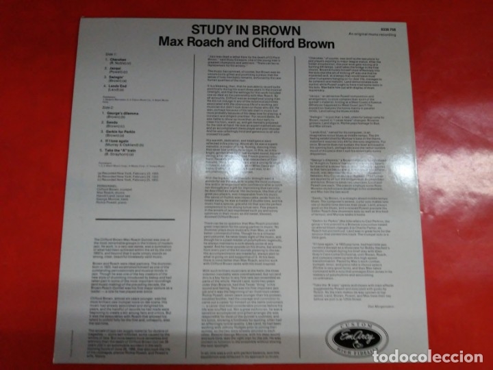 Discos de vinilo: STUDY IN BROWN CLIFFORD BROWN AND MAX ROACH. - Foto 2