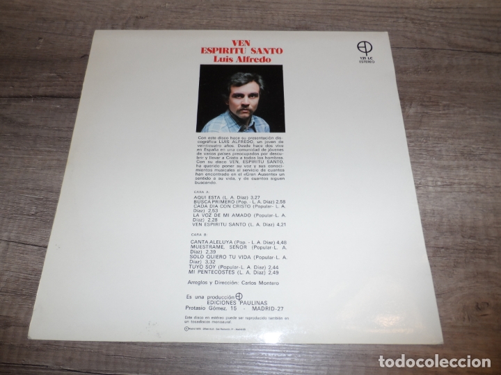 Discos de vinilo: LUIS ALFREDO - VEN ESPIRITU SANTO - Foto 2