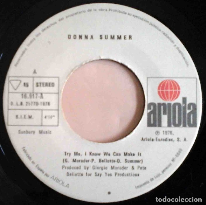 Discos de vinilo: Donna Summer - Try Me... I know.. We Can Make It / Wasted - Foto 3