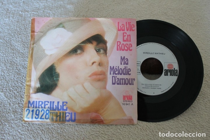Discos de vinilo: MIREILLE MATHIEU LA VIE EN ROSE SINGLE 1976 - Foto 1