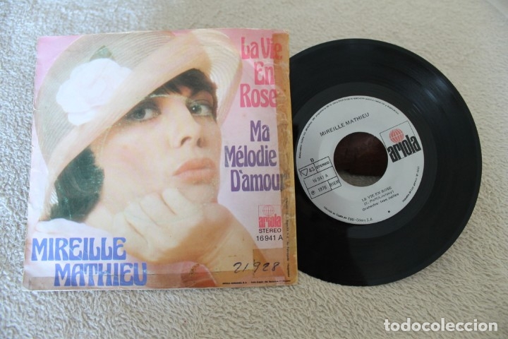 Discos de vinilo: MIREILLE MATHIEU LA VIE EN ROSE SINGLE 1976 - Foto 2