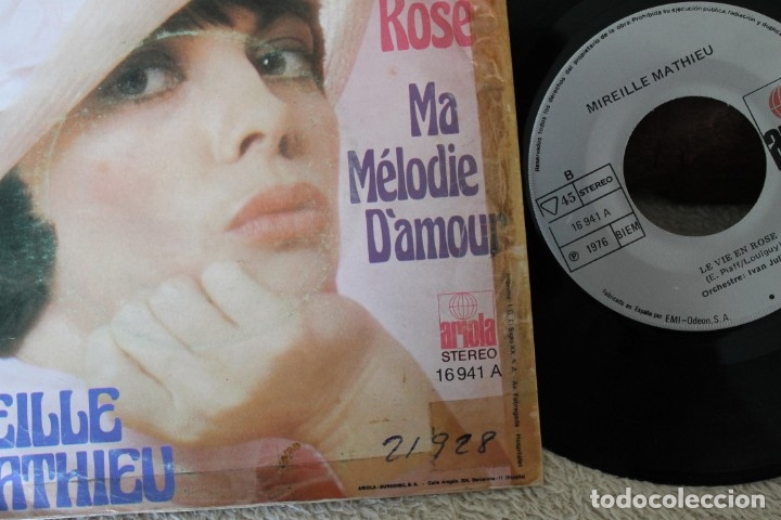 Discos de vinilo: MIREILLE MATHIEU LA VIE EN ROSE SINGLE 1976 - Foto 3