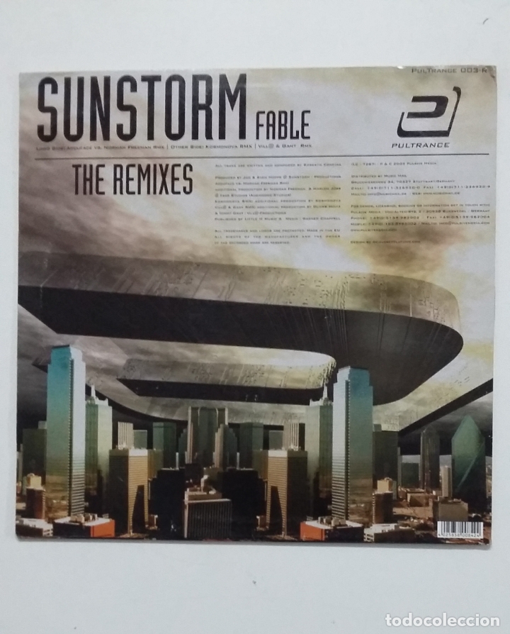 Discos de vinilo: SUNSTORM - FABLE. THE REMIXES. MAXI SINGLE. TDKDA61 - Foto 2