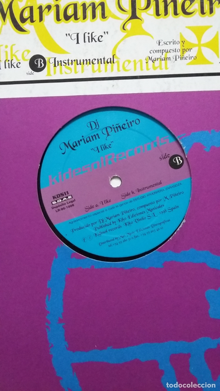 Discos de vinilo: DJ. MARIAM PI&Ntilde;EIRO. I LIKE. MAXI SINGLE. TDKDA61 - Foto 3