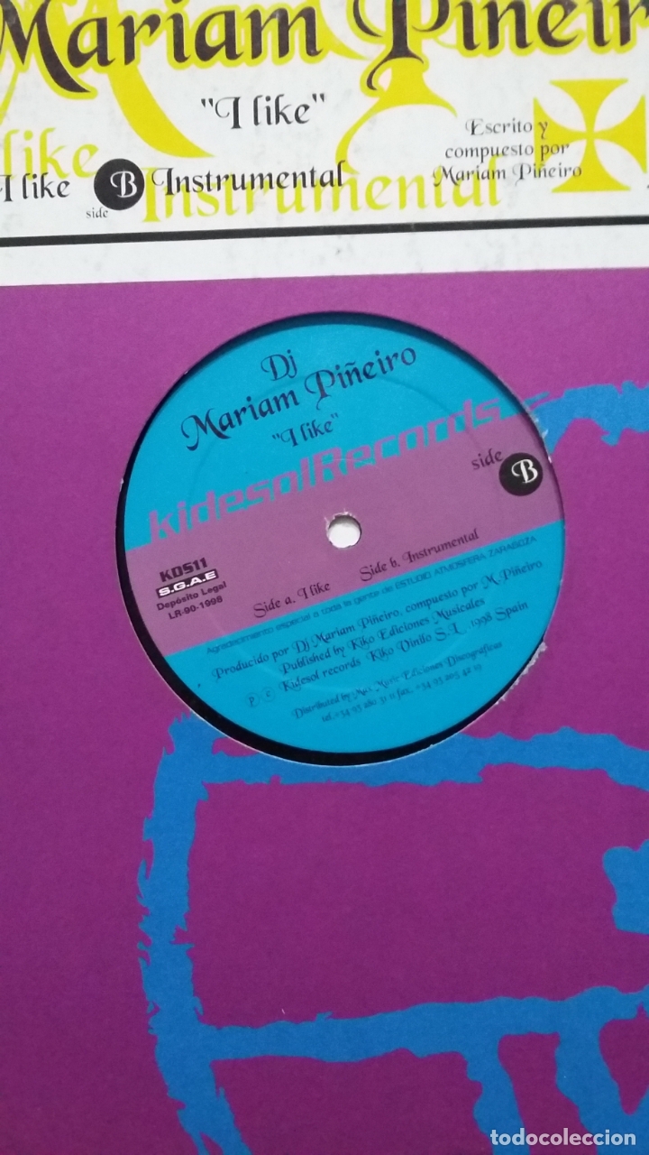 Discos de vinilo: DJ. MARIAM PI&Ntilde;EIRO. I LIKE. MAXI SINGLE. TDKDA61 - Foto 4