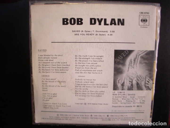 Discos de vinilo: BOB DYLAN- SAVED. SINGLE. - Foto 2