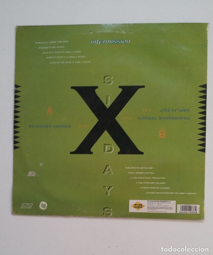 Discos de vinilo: INTERMISSION. FEAT LORI GLORI. SIX DAYS. MAXI SINGLE. TDKDA62 - Foto 2