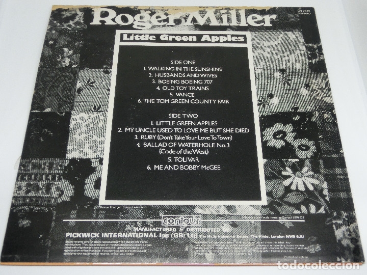 Discos de vinilo: LP - ROGER MILLER - LITTLE GREEN APPLES - Foto 2