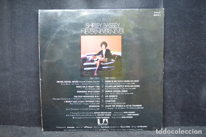 Discos de vinilo: SHIRLEY BASSEY - NEVER, NEVER, NEVER - LP - Foto 2