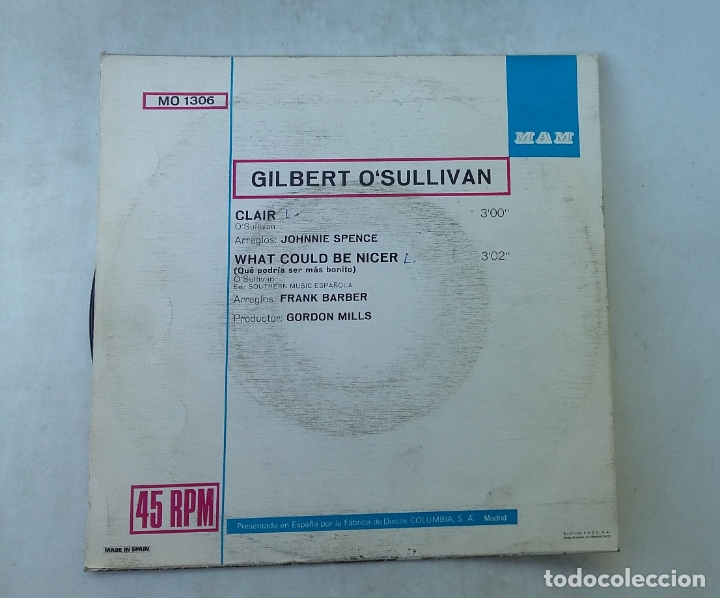 Discos de vinilo: Gilbert osullivan. Clair. What could be nicer. SINGLE. TDKDS15 - Foto 2