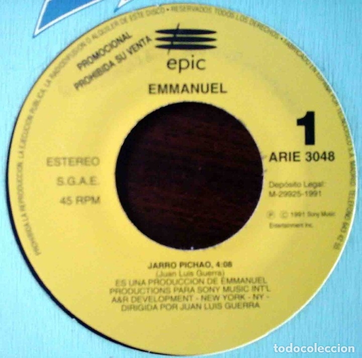 Discos de vinilo: Emmanuel - Jarro Pichao (Epic 1991) - Foto 2