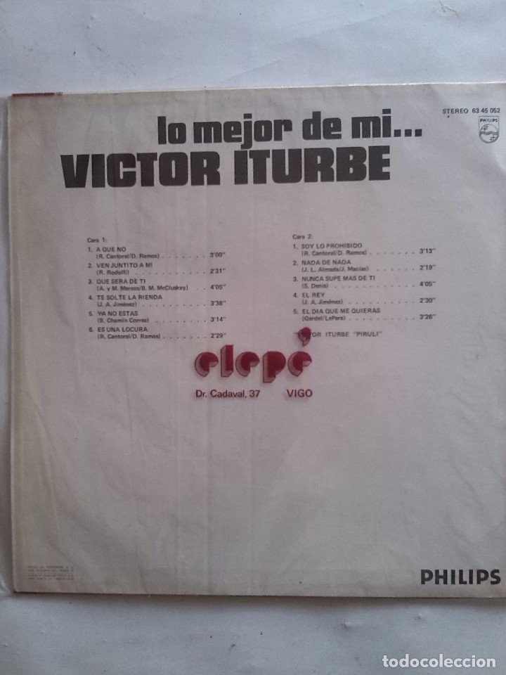 Discos de vinilo: LO MEJOR DE MI ... VICTOR ITURBE - Foto 2