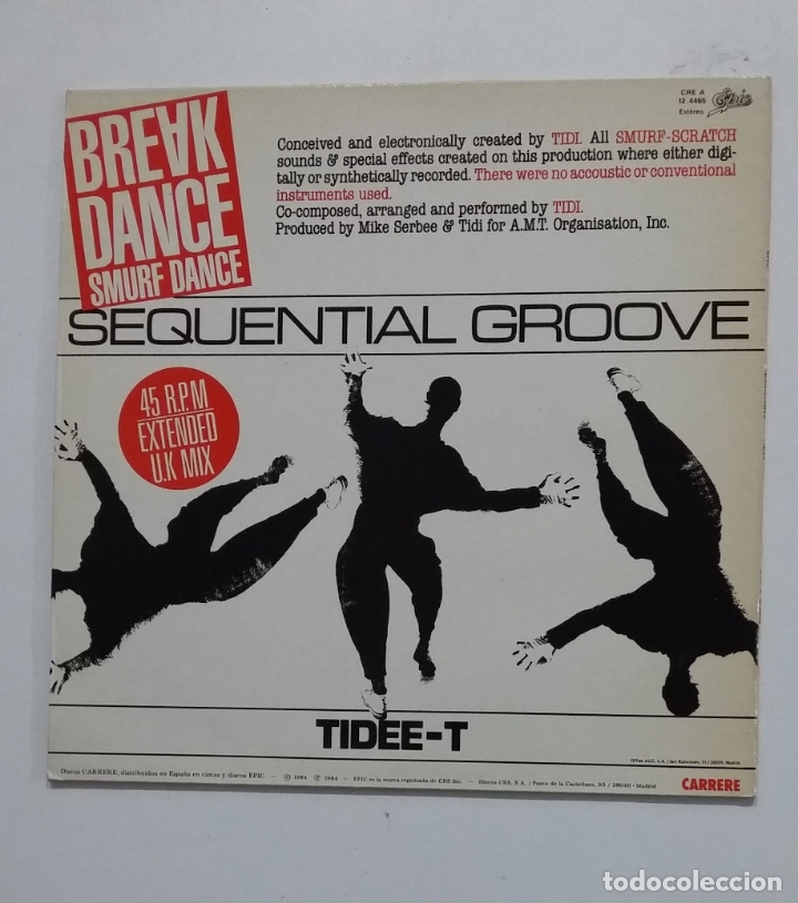 Discos de vinilo: TIDEE T - SEQUENTIAL GROOVE (BREAK DANCE-SMURF DANCE). TDKDA64 - Foto 2