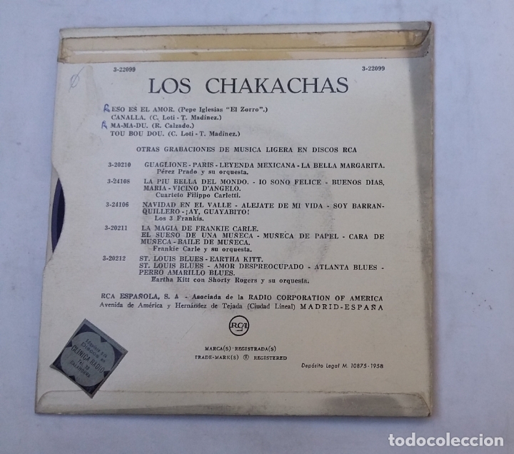 Discos de vinilo: LOS CHAKACHAS. SINGLE. TDKDS16 - Foto 2