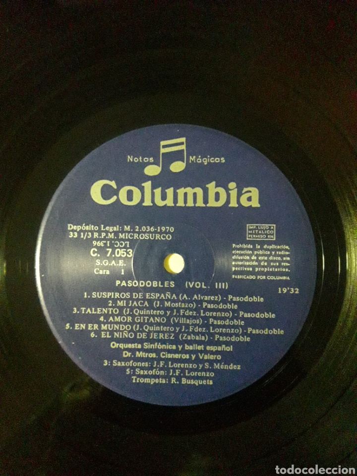 Discos de vinilo: PASODOBLES ORQUESTA SINF&Oacute;NICA BALLET ESPA&Ntilde;OL Dir. CISNEROS Y VALERO - Foto 3