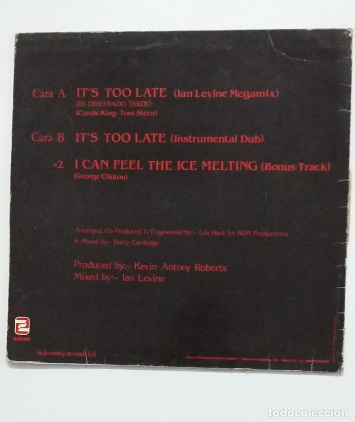 Discos de vinilo: SIMONE . ITS TOO LATE. TDKDA65 - Foto 2
