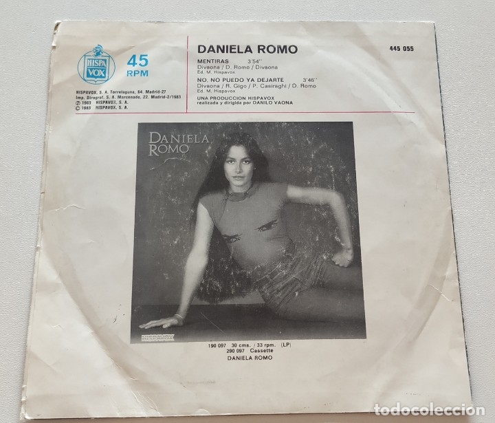 Discos de vinilo: DANIELA ROMO Mentiras Single PROMO 1983 7 vinilo - Foto 3