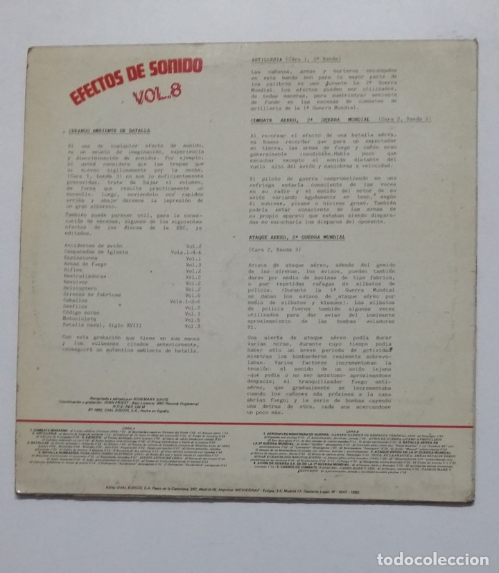 Discos de vinilo: Efectos de sonido. Volumen 8. lp. TDKDA66 - Foto 2