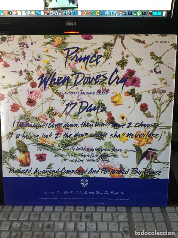 Discos de vinilo: PRINCE-WHEN DOVES CRY-1984-ESTADO EXCELENTE - Foto 2
