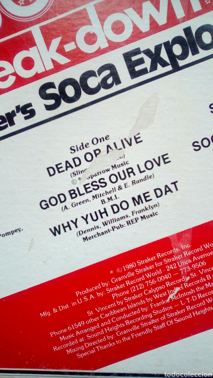 Discos de vinilo: Strakers Soca Explosion - Soca break-down, Strakers Records, 1980. US. - Foto 2