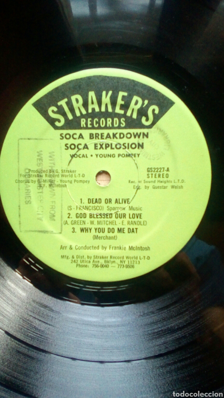 Discos de vinilo: Strakers Soca Explosion - Soca break-down, Strakers Records, 1980. US. - Foto 7