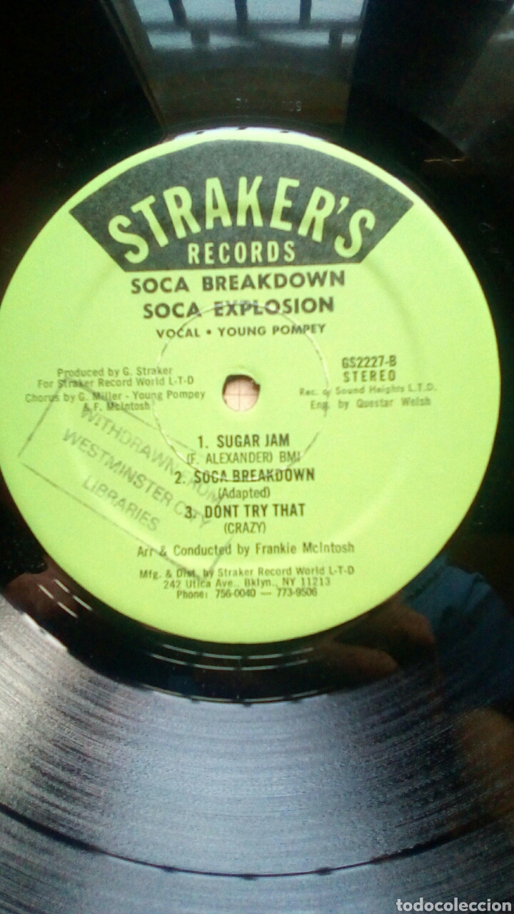 Discos de vinilo: Strakers Soca Explosion - Soca break-down, Strakers Records, 1980. US. - Foto 8
