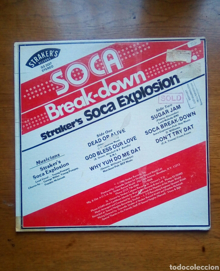 Discos de vinilo: Strakers Soca Explosion - Soca break-down, Strakers Records, 1980. US. - Foto 1