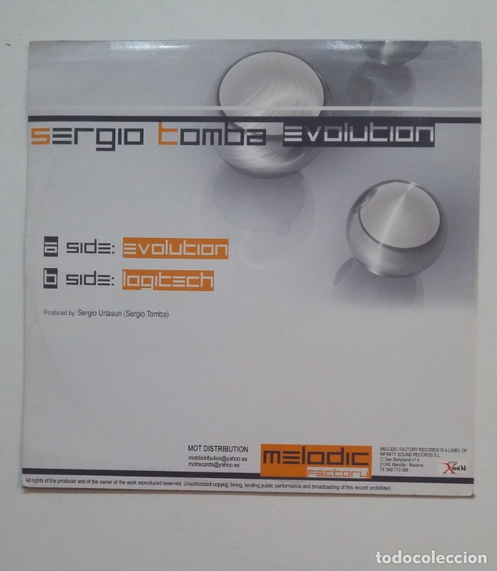 Discos de vinilo: SERGIO TOMBA. EVOLUTION. MELODY FACTORY. MAXI SINGLE. TDKDA68 - Foto 2