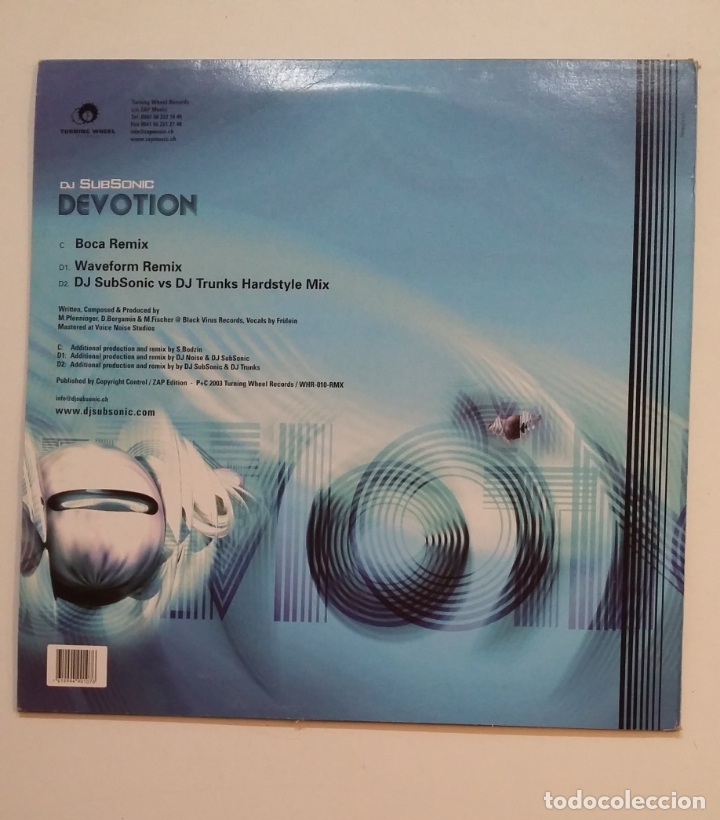 Discos de vinilo: DJ. SUBSONIC. DEVOTION. BOCA REMIX. WAVEFORM REMIX. MAXI SINGLE. TDKDA68 - Foto 3