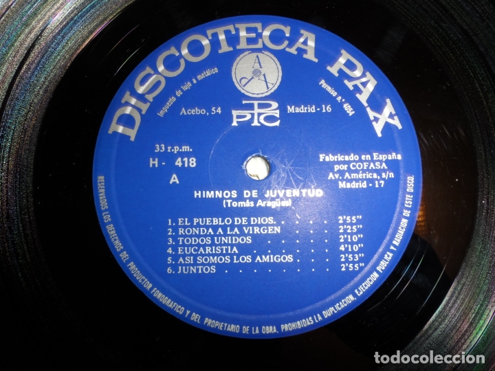 Discos de vinilo: HIMNOS DE JUVENTUD - TOMAS ARAGUES - Foto 4