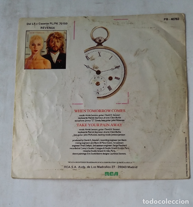 Discos de vinilo: EURYTHMICS. When tomorrow comes. SINGLE. tdkds17 - Foto 2