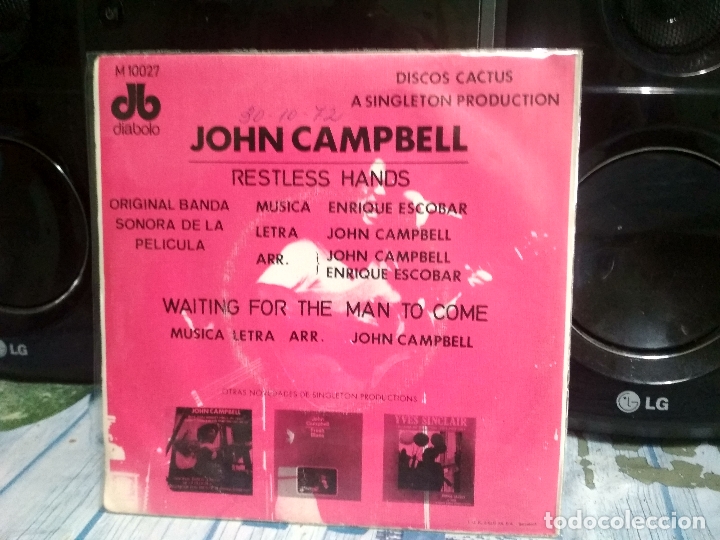 Discos de vinilo: JOHN CAMPBELL RESTLESS HANDS  SINGLE SPAIN 1972 PDELUXE - Foto 2
