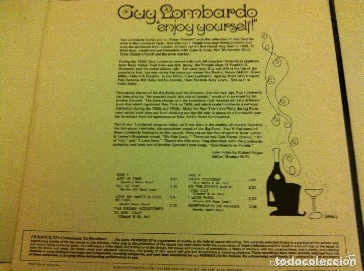 Discos de vinilo: guy lombardo (enjoy yourself) - disco Canada - 1970 - Foto 2