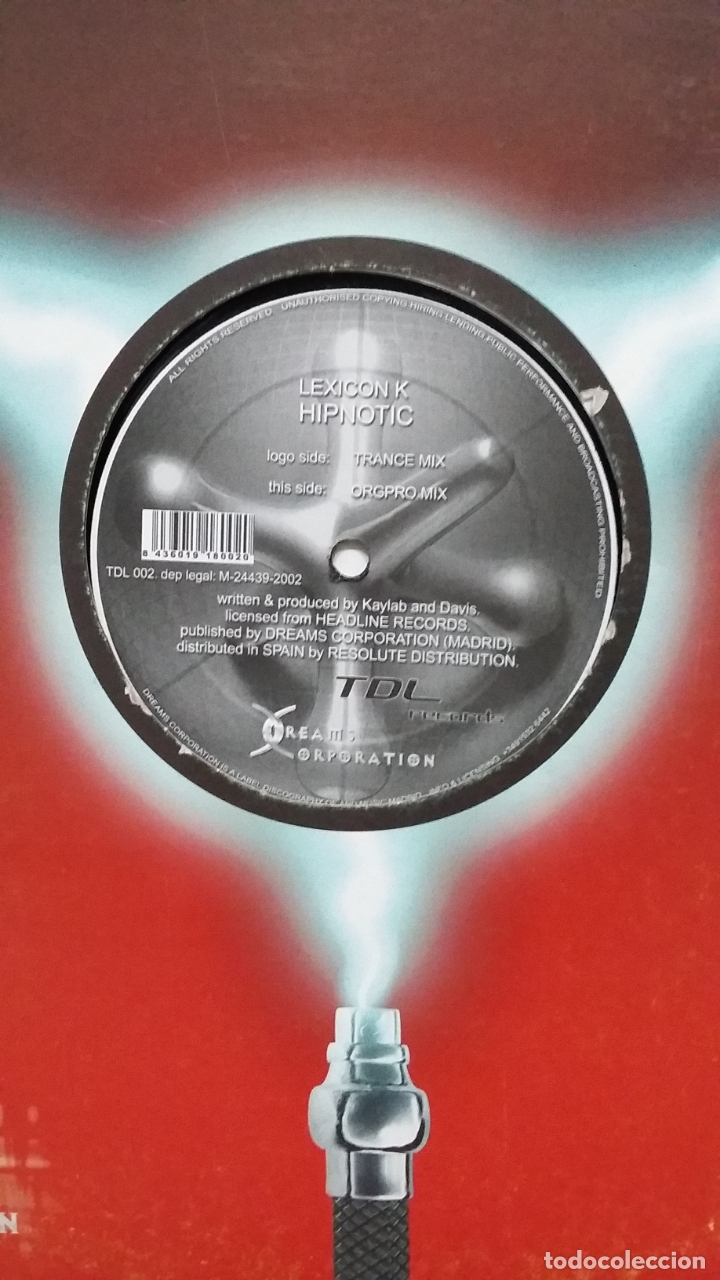 Discos de vinilo: LEXICON K HYPNOTIC. TRANCE MIX. MAXI SINGLE. TDKDA70 - Foto 3