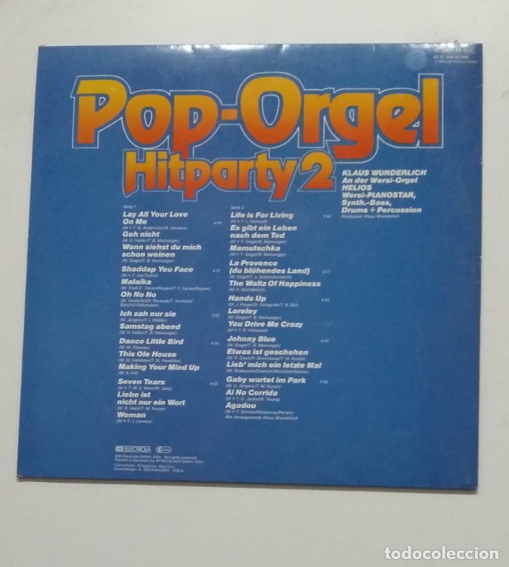 Discos de vinilo: POP-ORGEL. HITPARTY 2. KLAUS WUNDERLICH. TDKDA70 - Foto 2
