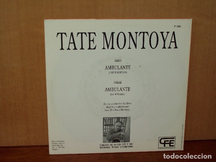 Discos de vinilo: TATE MONTOYA  -  AMBULANTE  -  SINGLE - Foto 2