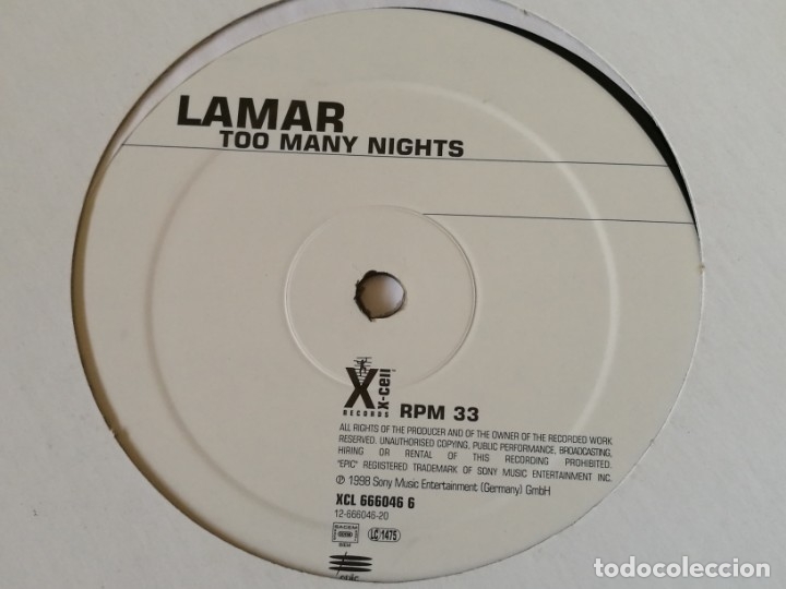 Discos de vinilo: Lamar - Too Many Nights - 1998 - Foto 2