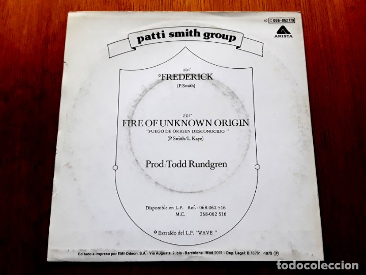 Discos de vinilo: PATTI SMITH GROUP - FREDERICK 1979 ORIGINAL SINGLE - Foto 2