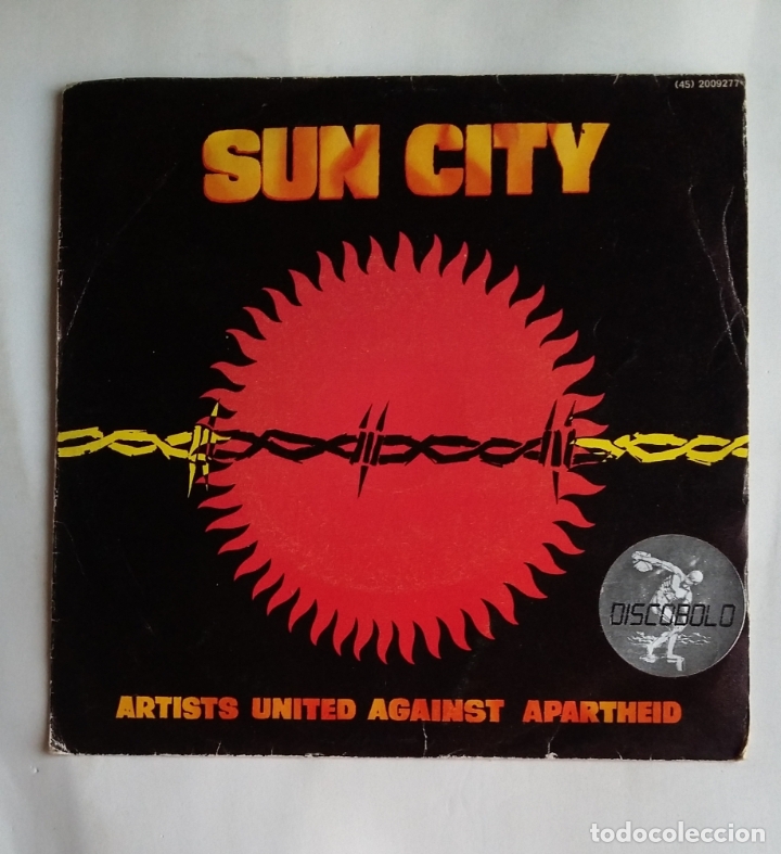 Discos de vinilo: Artists United Against Apartheid &lrm;&ndash; Sun City. SINGLE. TDKDS18