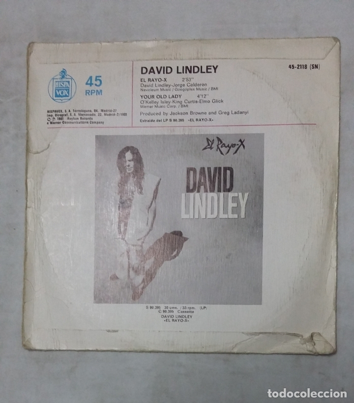 Discos de vinilo: DAVID LINDLEY - EL RAYO X. single. TDKDS18 - Foto 2