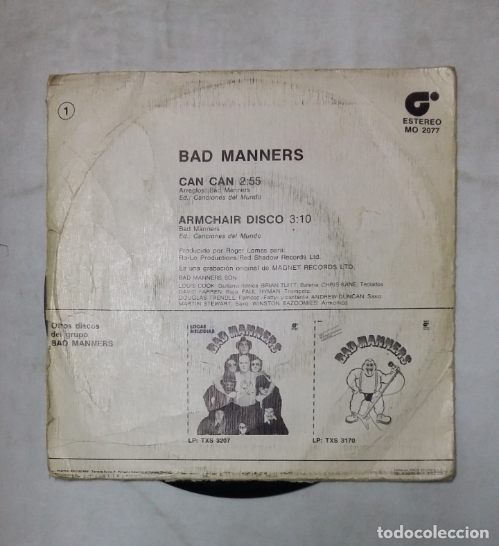 Discos de vinilo: BAD MANNERS - CAN CAN. SINGLE. TDKDS19 - Foto 2