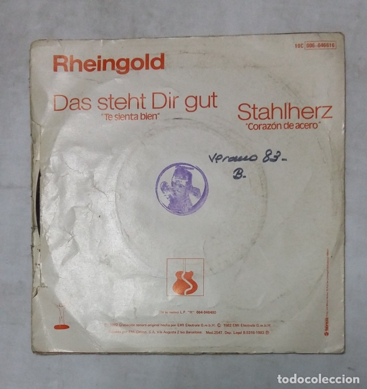 Discos de vinilo: Rheingold: Te Sienta Bien. single. TDKDS19 - Foto 2