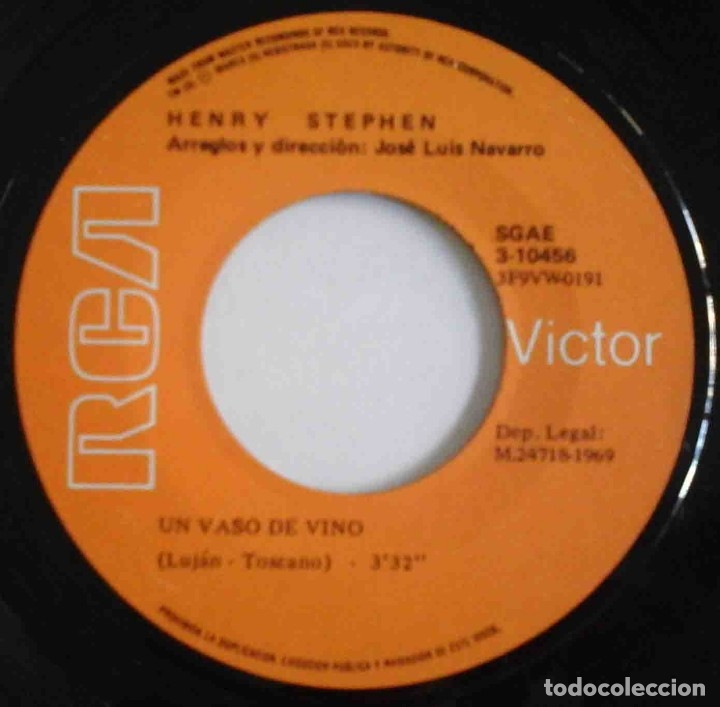 Discos de vinilo: Henry Stephen - Un vaso de vino / Stella - Foto 3