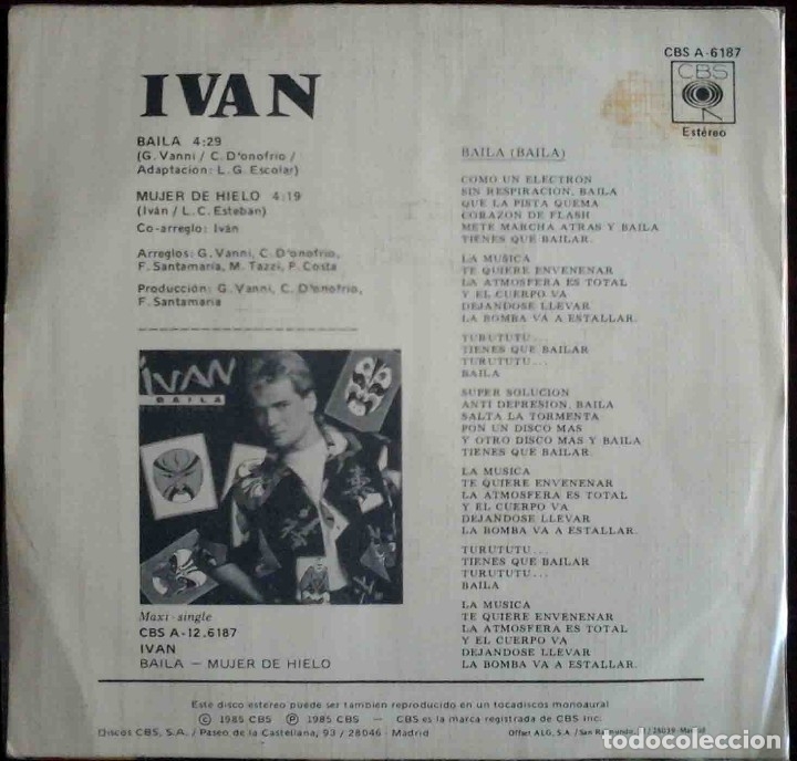 Discos de vinilo: Ivan - Baila / Mujer de hielo - Foto 2