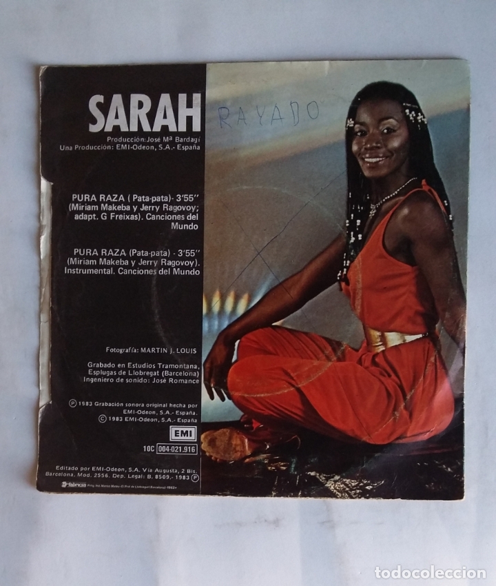 Discos de vinilo: SARAH. PURA RAZA. single. TDKDS19 - Foto 2