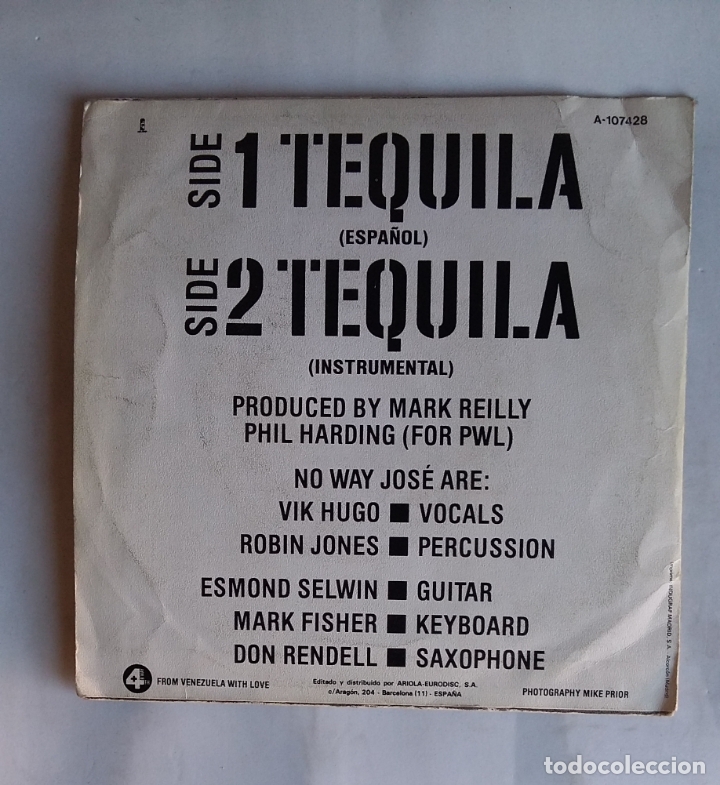 Discos de vinilo: NO WAY JOSE. TEQUILA. single tdkds19 - Foto 2