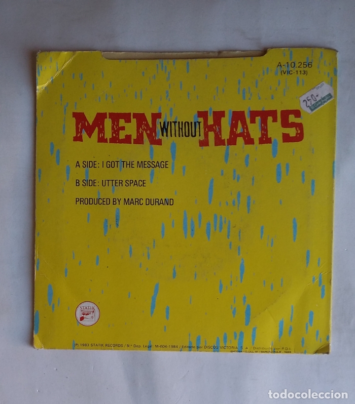 Discos de vinilo: MEN WITHOUT HATS - I GOT THE MESSAGE - SINGLE. TDKDS19 - Foto 2