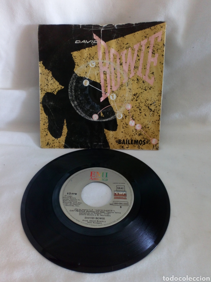 Discos de vinilo: David Bowie singles lets dance - Foto 1